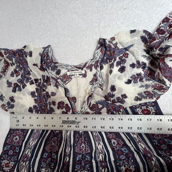 Isabel Marant Étoile Womens Long Sleeve Floral Blouse Top Size 2 Multicolor Boho - Picture 7 of 8
